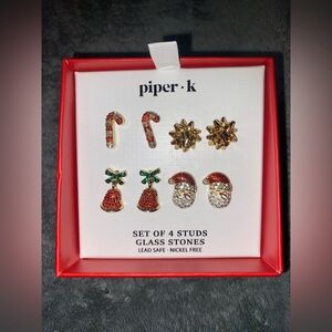 BNIB Piper K Christmas Festive Holiday Stud Earrings Set of 4 $52